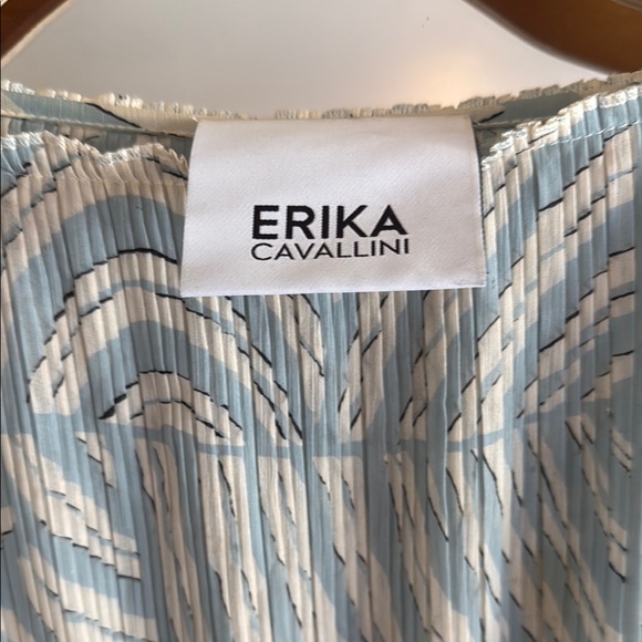 Erika Cavallini Blue and White Batwing Sleeve Blouse Asymmetrical Relaxed - Picture 3 of 6